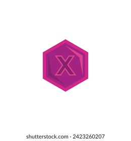 Letter X hexagon, epic geometric symbol simple logo vector