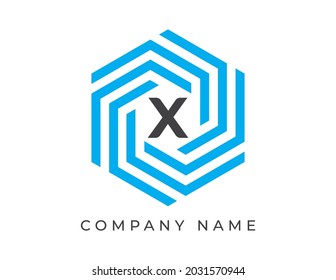 Letter X Hexagon Logo Design 