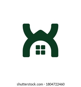 letter x home geometric line symbol logo vector