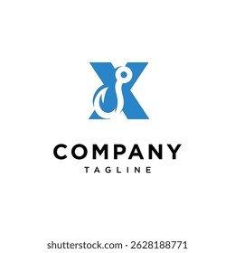Letra X Vector de icono de logotipo de gancho