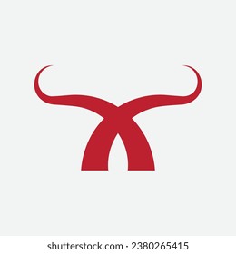 letter x horn bull initial minimal logo design