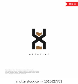letter X hourglass logo and icon. vector design template