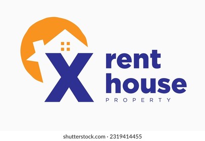 letra X elemento de diseño de cámara y vectores de sol para logo inmobiliario o exposición de propiedades