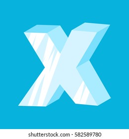letter X ice font. Icicles alphabet. freeze lettering. Iceberg ABC sign