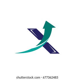 letter X icon with an arrow. isolated on white background. 