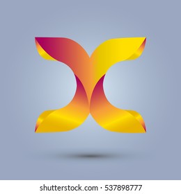 Letter X icon design and elegant typographic concept. gradient red and yellow