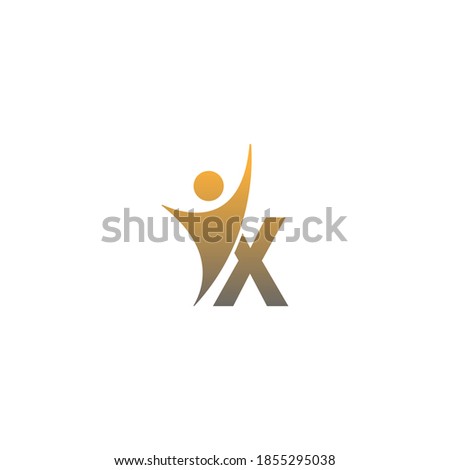 Letter X  icon logo with abstrac sucsess man in front, alphabet logo icon creative design illustration