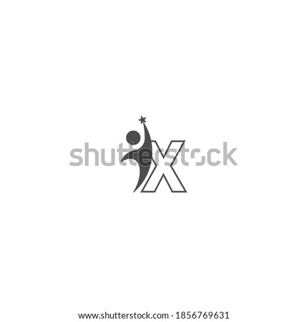 Letter X icon logo with abstrac sucsess man in front, alphabet logo icon creative design illustration