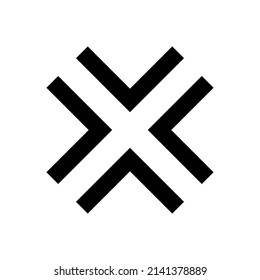 letter X icon logo and add four angles 