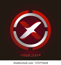 Letter X icon and logo for business name. elegant typographic. twisted, with red and white rings