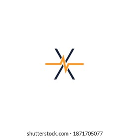 Letter X icon logo combined with pulse icon design template