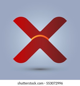 Letter X icon and logo template.  New design and elegant typographic concept. One line yellow. red