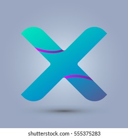Letter X icon and logo template.  New design and elegant typographic concept. Two line purple. blue