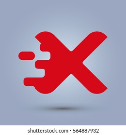 Letter X icon and logo template.  New Flat design and elegant typographic concept. spread the font. red