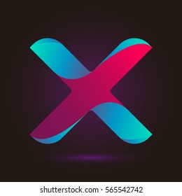 Letter X icon and logo template.  New design and elegant typographic concept. twisted, gradient red and blue