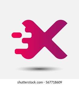 Letter X icon and logo template.  New Flat design and elegant typographic. spread the font. Gradient red and purple