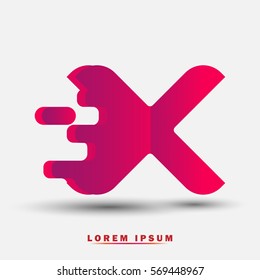 Letter X icon and logo template. Elegant typographic design. Spread the font. red and purple