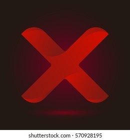 Letter X icon and logo template.  New design and elegant typographic concept. twisted, red color