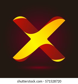 Letter X icon and logo template.  New design and elegant typographic concept. twisted, red and yellow