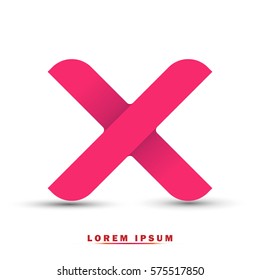 Letter X icon and logo template.  New design, elegant, and simple typographic . pink color. 3D