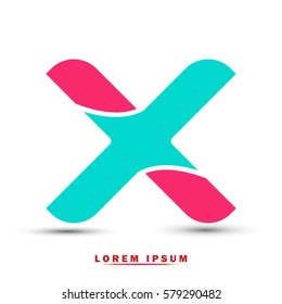 Letter X icon and logo template.  New  Flat design and elegant typographic. blue and pink