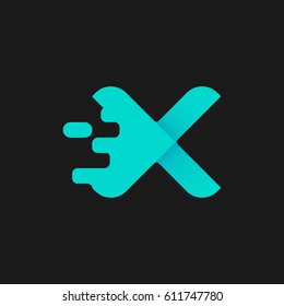 Letter X icon and logo template. elegant typographic concept. blue