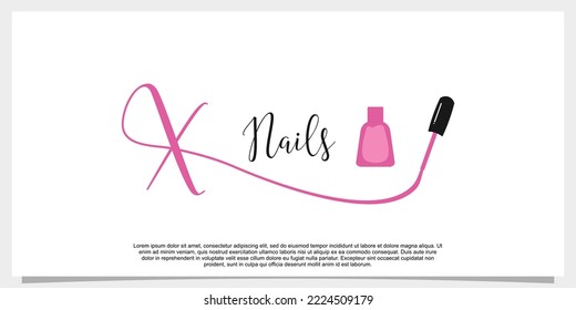 letter x with icon nail polish logo design template