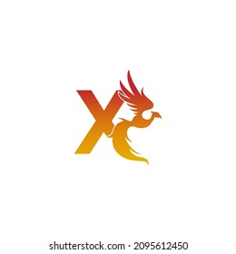 Letter X icon with phoenix logo design template illustration