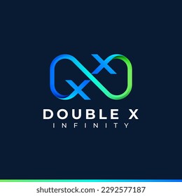Letra X Diseño de logotipo infinito y símbolo de color de gradiente verde azul para marca de empresa e identidad corporativa