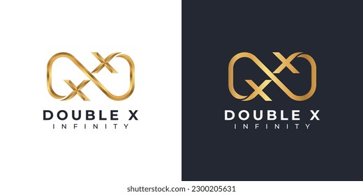 Letter X Infinity Logo Design und Gold Elegantes Symbol für das Markenzeichen von Unternehmen und die Corporate Identity