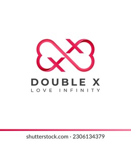 Letter X Infinity Logo design and Endless love symbol for Valentine's day Wedding Dating and Charity concept