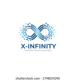 Letter X Infinity Logo - Infinite Digital Monogram Vector Template - Initial Icon And Endless Symbol Illustration