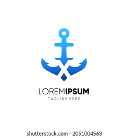 Letter X Initial Anchor Logo Design Vector Icon Graphic Illustration Background Template