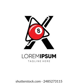 Letter X Initial Billiard Logo Design Vector Icon Graphic Symbol Illustration
