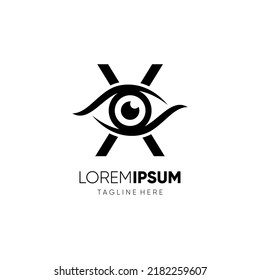 Letra X Logotipo ocular inicial Diseño Icono vector Ilustración gráfica Emblema