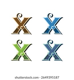 Letra X logotipo inicial Luxo Ornamento Stock Vetor - Ilustração.