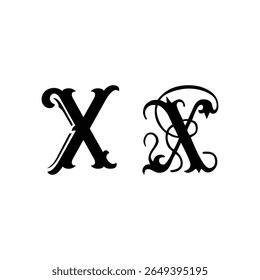 Letra X logotipo inicial Luxo Ornamento Stock Vetor - Ilustração.