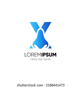 Letter X Initial Nose Logo Design Vector Icon Graphic Emblem Illustration 