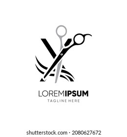 Letter X Initial Scissor Logo Design Icon Graphic Emblem Illustration Background Template