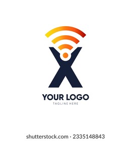 Letter X Initial Signal Logo Design Vector Icon Graphic Emblem Illustration 
