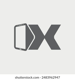 Letra X Diseño Inicial Del Logotipo Del Smartphone. Ilustración vectorial EPS 10.