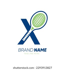 Letter X Initial Tennis Racket Logo Design Vector Icon Graphic Emblem Illustration