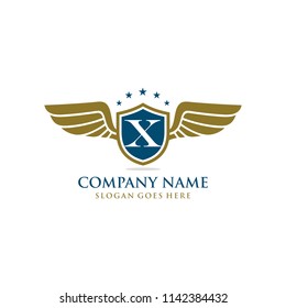 Letter X initial wing logo design