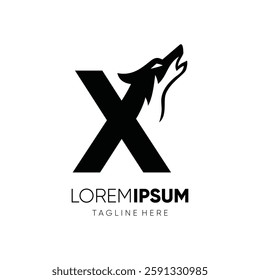 Letter X Initial Wolf Logo Design Vector Icon Graphic Emblem Symbol Image Illustration