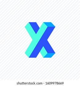 Letter x isometric logo design. X logo template.