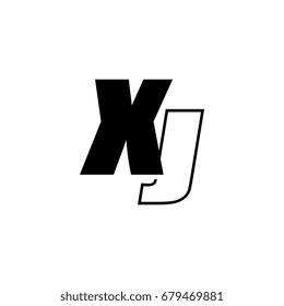 letter X and J logo overlapping black negative