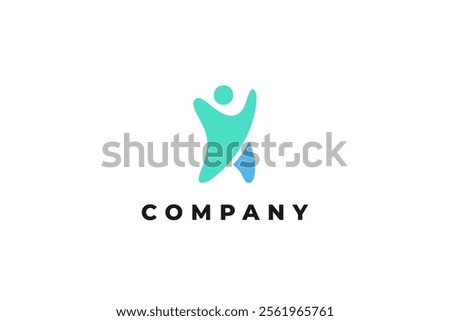 letter x or k abstract human exercise sport logo