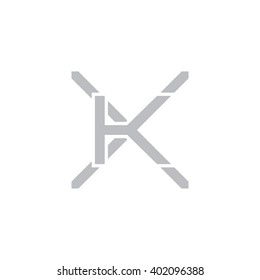 letter X and K monogram logo gray