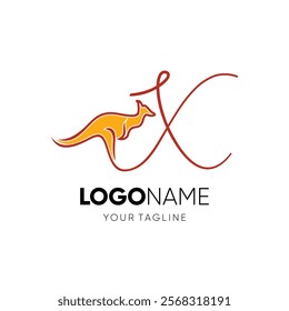 Letter X Kangaroo Logo Design Vector Icon Graphic Emblem Illustration