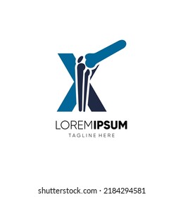 Letra X Logotipo de articulación de rodilla Diseño Vector Icono Gráfico Ilustración